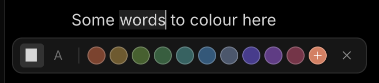 A small bar of colours above some selected words