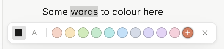 A small bar of colours above some selected words