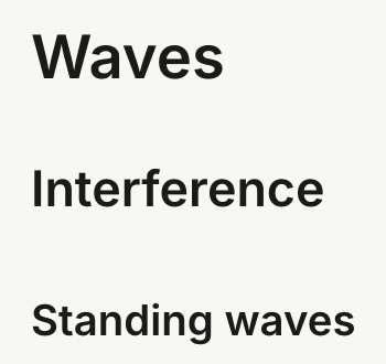 In the note: a large heading, a smaller one and a smaller one again