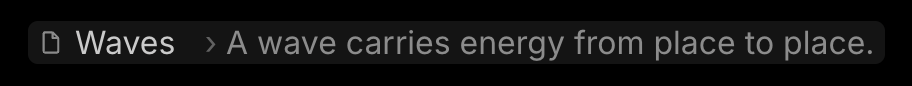 In the note: a link to one paragraph in Waves, showing its first words