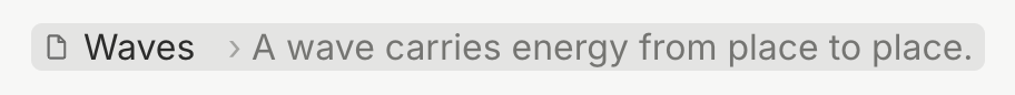In the note: a link to one paragraph in Waves, showing its first words